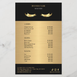 Prijzenlijst Luxe Zwarte en Gouden Salon Flyer