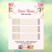Prijzenlijst menu van nagelsalon Pink Floral Beaut Raamsticker (Vel 3)