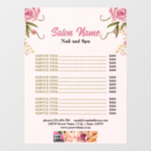 Prijzenlijst menu van nagelsalon Pink Floral Beaut Raamsticker (Vel)
