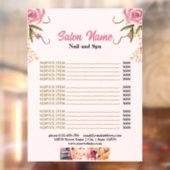 Prijzenlijst menu van nagelsalon Pink Floral Beaut Raamsticker (Vel 2)
