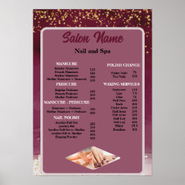Prijzenlijst schoonheid nagel salon menu rood paar poster