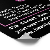 Prijzenlijst Schoonheidssalon Diensten Modern Zwar Poster (Hoek)