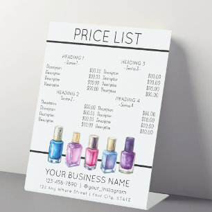 Prijzenlijst service menu Nagelsalon nagellak Reclamebord Met Voetstuk