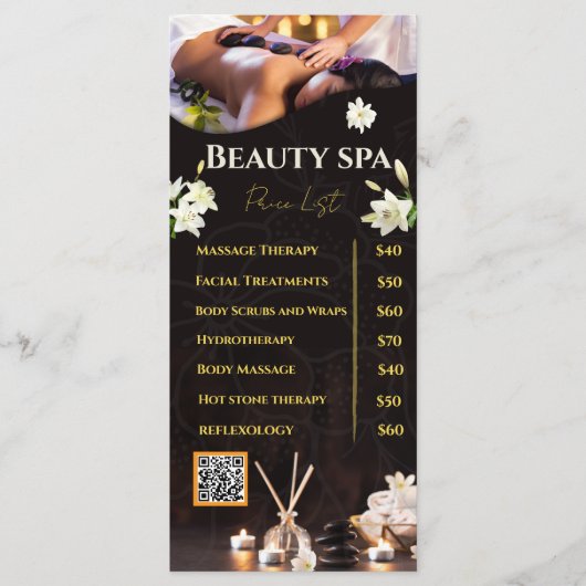 Prijzenlijst Spa Service Menu (Voorkant)