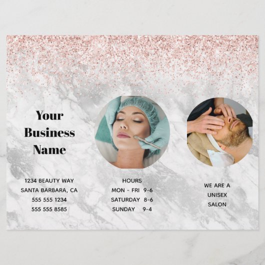 Prijzenlijst Stylish Pink Salon Spa Flyer (Achterkant)