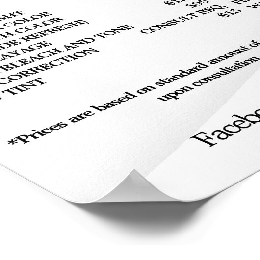 Prijzenlijst Vintage Schoonheidssalon Poster (Hoek)