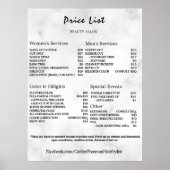 Prijzenlijst Vintage Schoonheidssalon Poster (Voorkant)