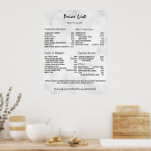 Prijzenlijst Vintage Schoonheidssalon Poster (Keuken)