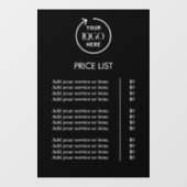 Prijzenlijst | Zwart Logo Zakelijk Professioneel Raamsticker (Vel)
