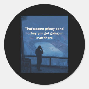 Prijzige Pond Hockey Outdoor Ijsbaan T-shirt Voor Ronde Sticker