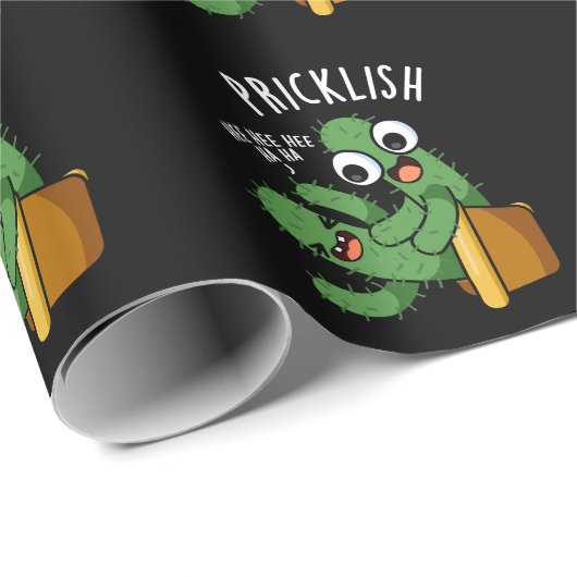 Prikkelbare Grappige Cactus Puns Donker BG Cadeaupapier (Rol Hoek)
