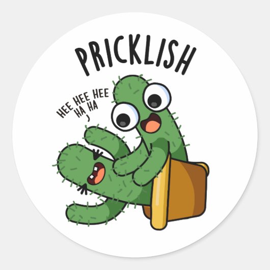 Prikkelbare grappige cactus puns ronde sticker (Voorkant)