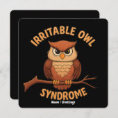 Prikkelbare uil syndroom Grappige boze uil Cartoon Kaart (Voorkant / Achterkant)
