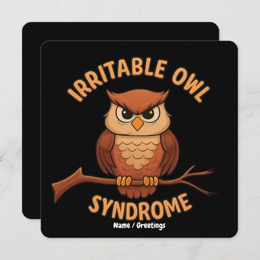 Prikkelbare uil syndroom Grappige boze uil Cartoon Kaart (Voorkant / Achterkant)