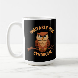 Prikkelbare uil syndroom Grappige boze uil Cartoon Koffiemok