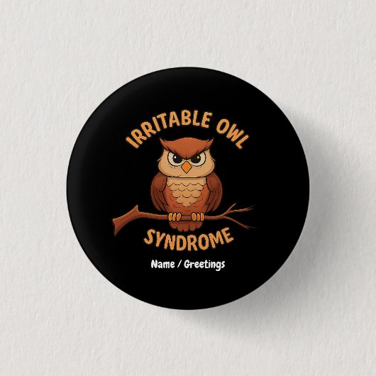 Prikkelbare uil syndroom Grappige boze uil Cartoon Ronde Button 3,2 Cm (Voorkant)