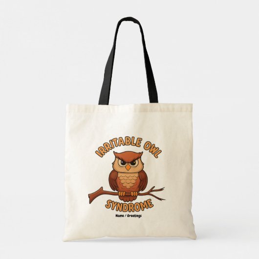 Prikkelbare uil syndroom Grappige boze uil Cartoon Tote Bag (Achterkant)