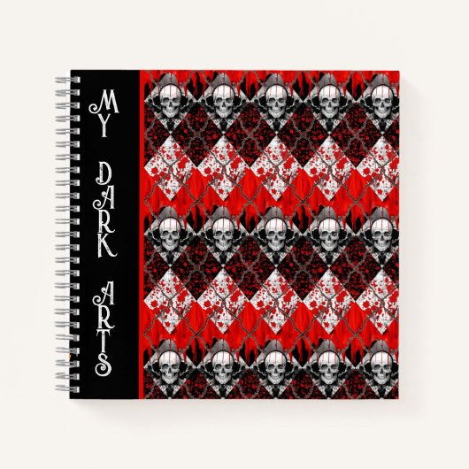 Prikkeldraad Argyle Bloed Spatter Rood Zwart Wit Notitieboek (Voorkant)
