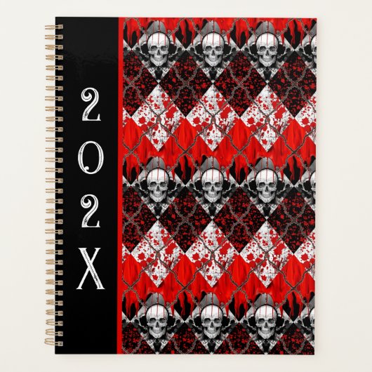Prikkeldraad Argyle Bloed Spatter Rood Zwart Wit Planner (Voorkant)