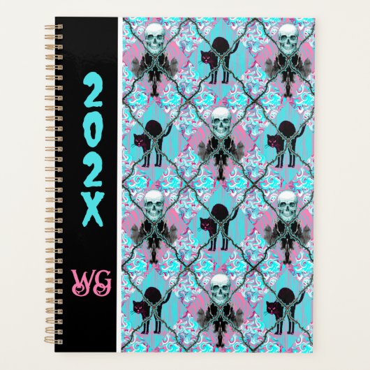 Prikkeldraad Argyle Roze en Turquoise Whimsigothic Planner (Voorkant)