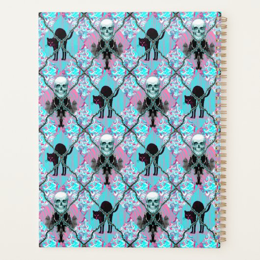 Prikkeldraad Argyle Roze en Turquoise Whimsigothic Planner (Achterkant)