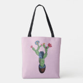 Prikkeldraad cactus met bloemen tote bag (Achterkant)