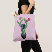 Prikkeldraad cactus met bloemen tote bag (Dichtbij)