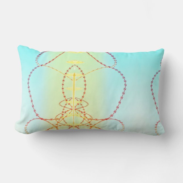 Prikkeldraad Droomkussen Turquoise Geel Kussen (Voorkant)
