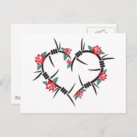 prikkeldraad en rozen briefkaart (Voorkant / Achterkant)