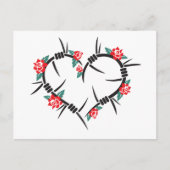 prikkeldraad en rozen briefkaart (Voorkant)