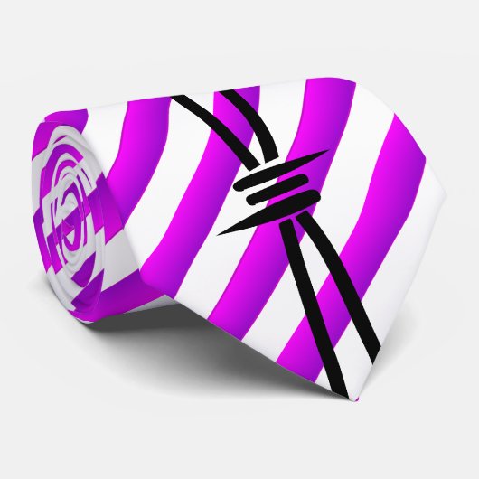 Prikkeldraad op Paarse strepen 2 Stropdas (Opgerold)