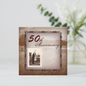 prikkeldraad western 50e trouwdag kaart (Staand voorkant)