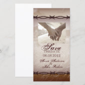 prikkeldraad western country bruiloft save the dat date (Voorkant / Achterkant)