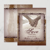 prikkeldraad western land bruiloft opslaan van de  aankondigingskaart (Voorkant / Achterkant)