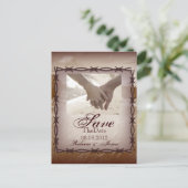 prikkeldraad western land bruiloft opslaan van de  aankondigingskaart (Staand voorkant)