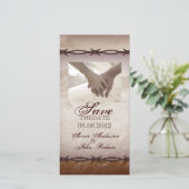 prikkeldraad western land bruiloft opslaan van de save the date (Staand voorkant)