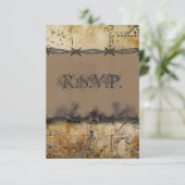 prikkeldraad western land bruiloft RSVP reactie Kaartje (Staand voorkant)