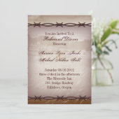 prikkeldraad western trouwrepetitie diner kaart (Staand voorkant)