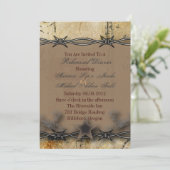 prikkeldraad westerne bruiloft repetitie diner kaart (Staand voorkant)