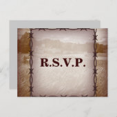 prikkeldraad westerne land bruiloft reactie RSVP Uitnodiging Briefkaart (Voorkant / Achterkant)