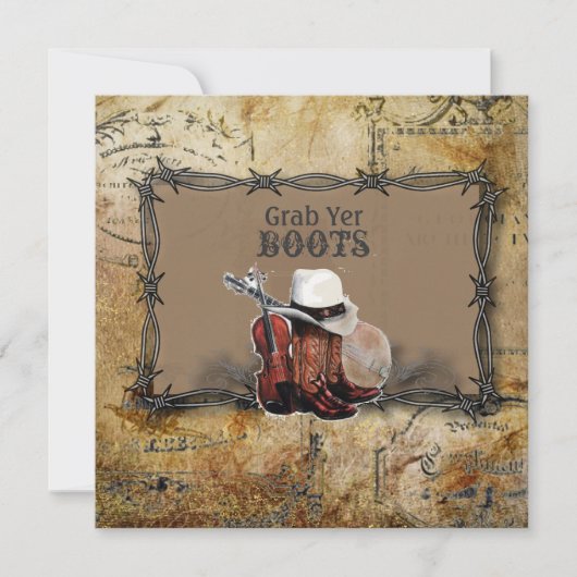 prikkeldraad westerse country bruiloft aankondiging (Voorkant)