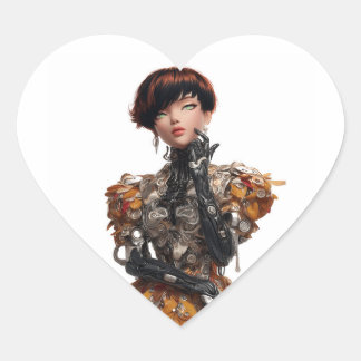 Prikkelend Hart Sticker met Cyberpunk Diva