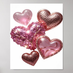 Prikkelend Zilver HARTEN VAN LIEFDE Poster