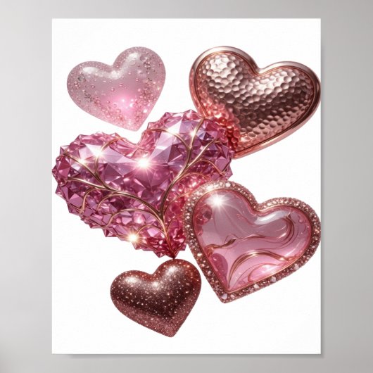 Prikkelend Zilver HARTEN VAN LIEFDE Poster (Voorkant)