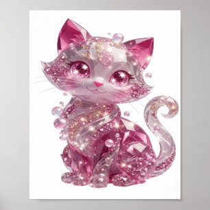 Prikkelend Zilver ROZE DIAMANT KAT Poster