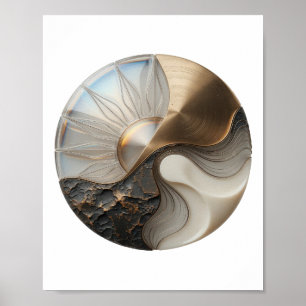 Prikkelend Zilver YIN YANG GLAS ART Design Poster