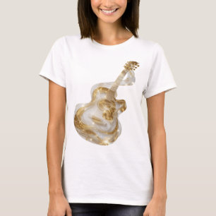 Prikkelend Zilveren GOUDE GITAAR Statement Design T-shirt