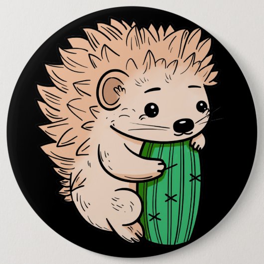 prikkelende knuffel | Hedgehog en cactus Ronde Button 6,0 Cm (Voorkant)