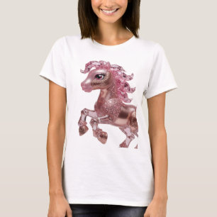 Prikkelende Zilver ROSE GOLD ROZE EENHOORN 3D Teks T-shirt