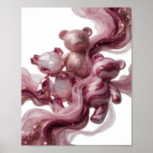 Prikkelende Zilveren SWAROVSKI BEARS Modern Design Poster